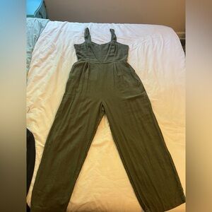 Olive green old navy linen jumpsuit